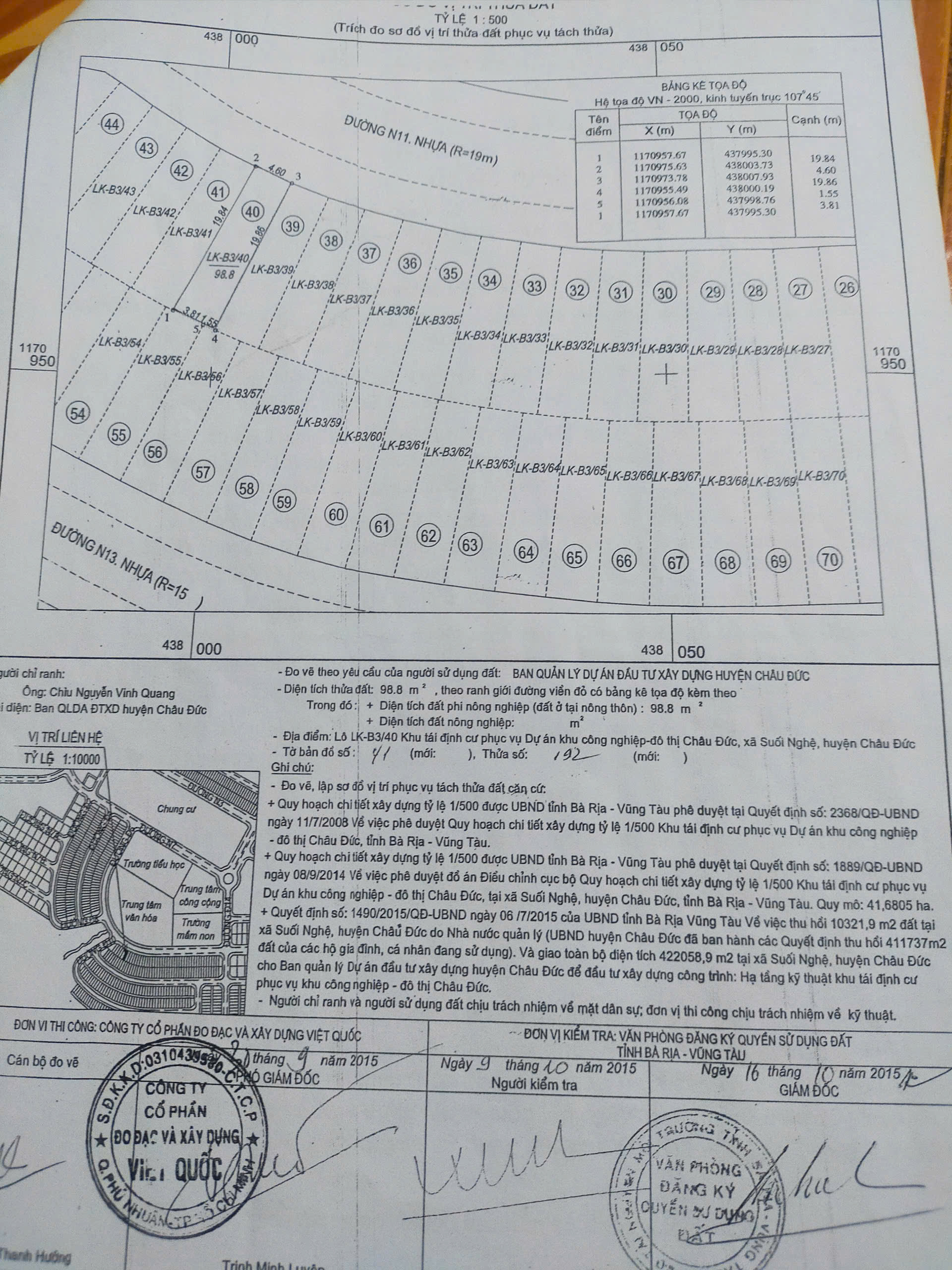 Bán đất tái định cư Sonadezi Suối Nghệ, Châu Đức
