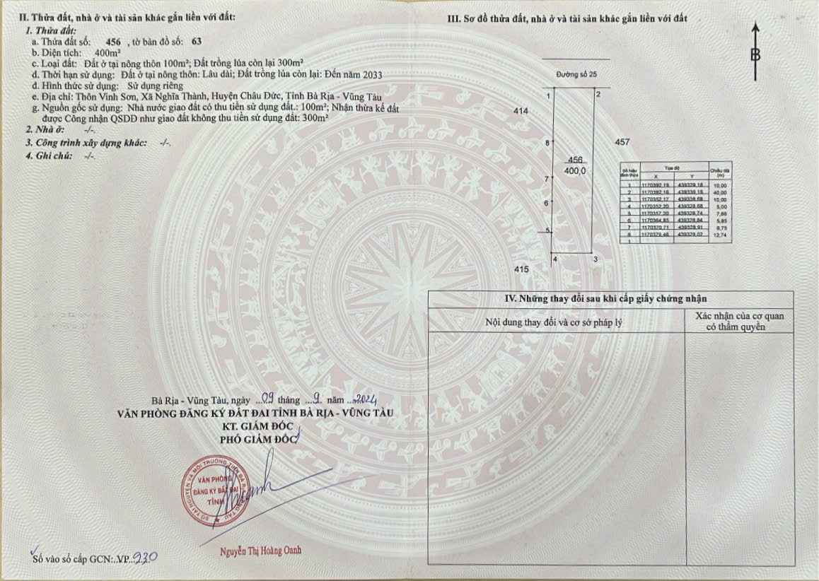 bán đất bàn cờ suối nghệ nghĩa thành châu đức