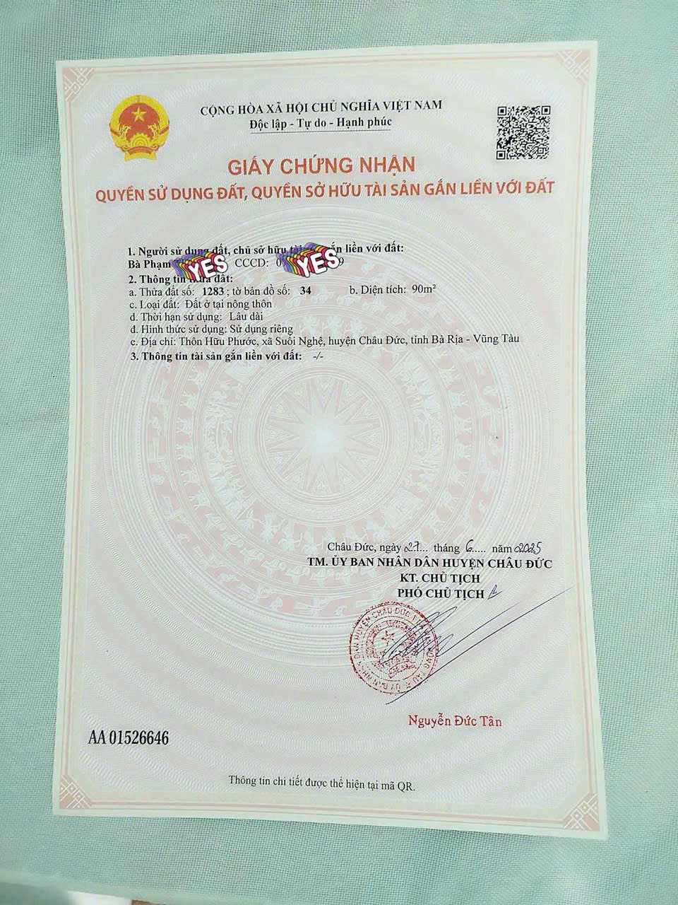 Bán đất tái định cư Sonadezi Suối Nghệ, Châu Đức