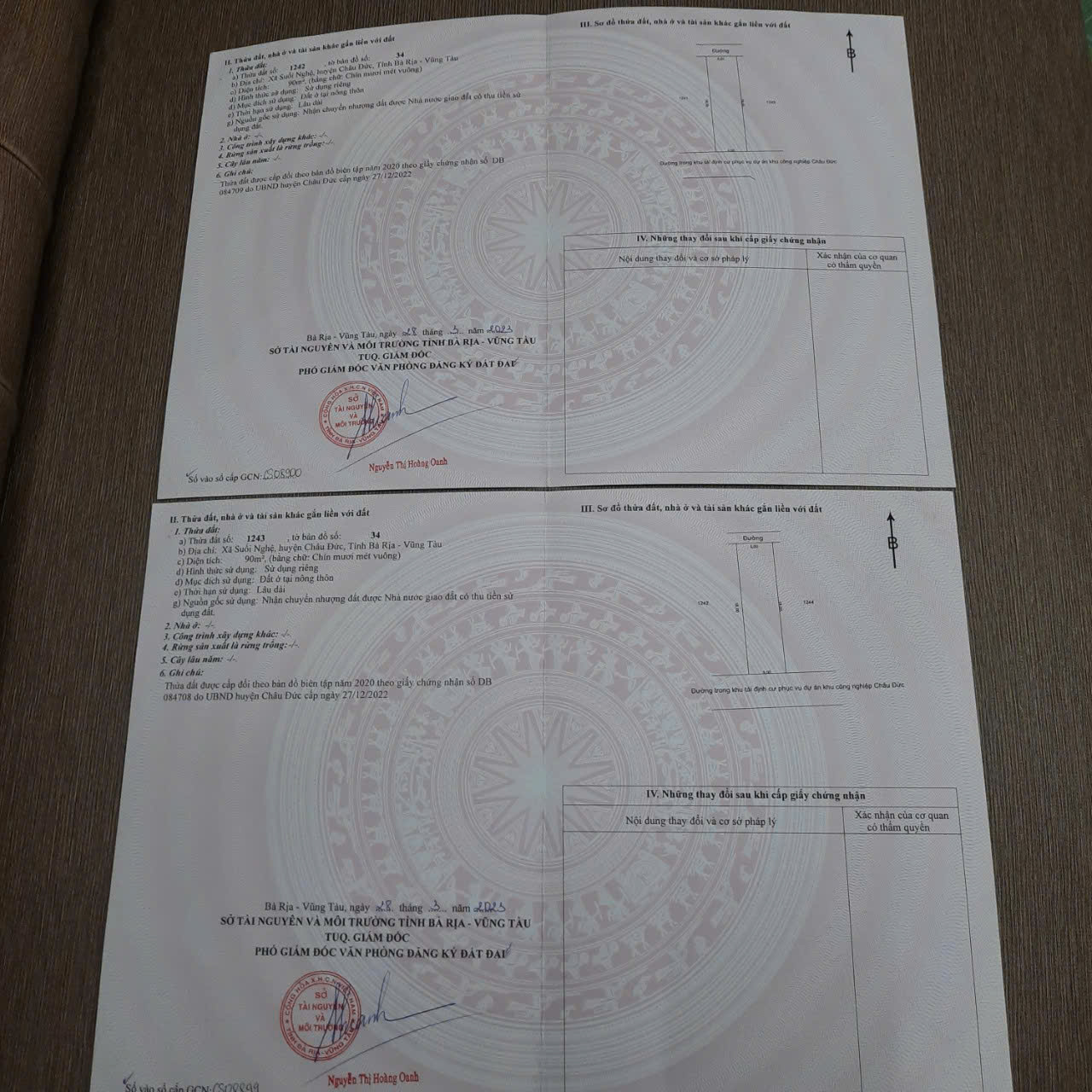 Sổ N11_2 lô liền kề Bán đất tái định cư Sonadezi Châu Đức