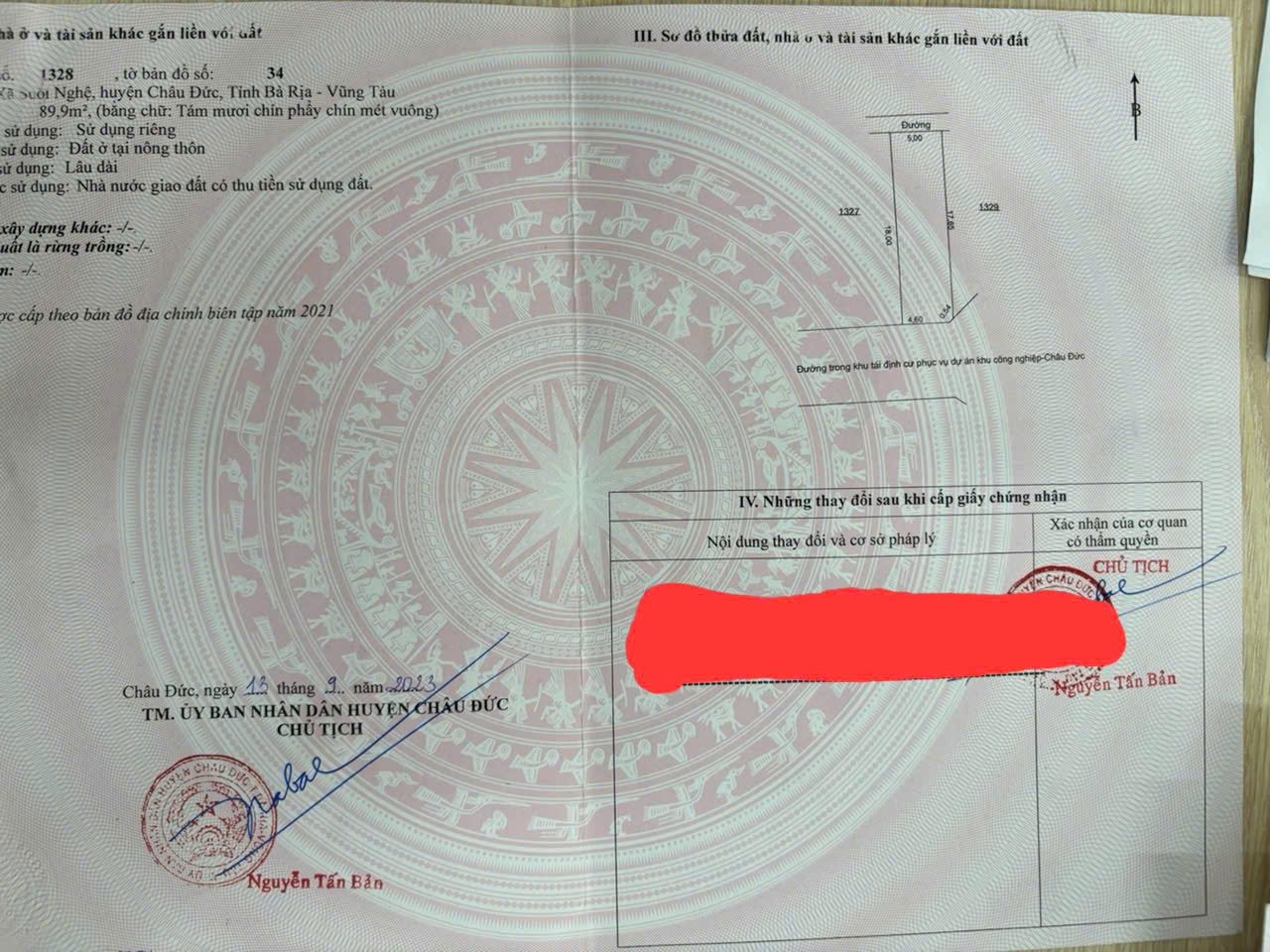 Bán đất tái định cư Sonadezi Châu Đức