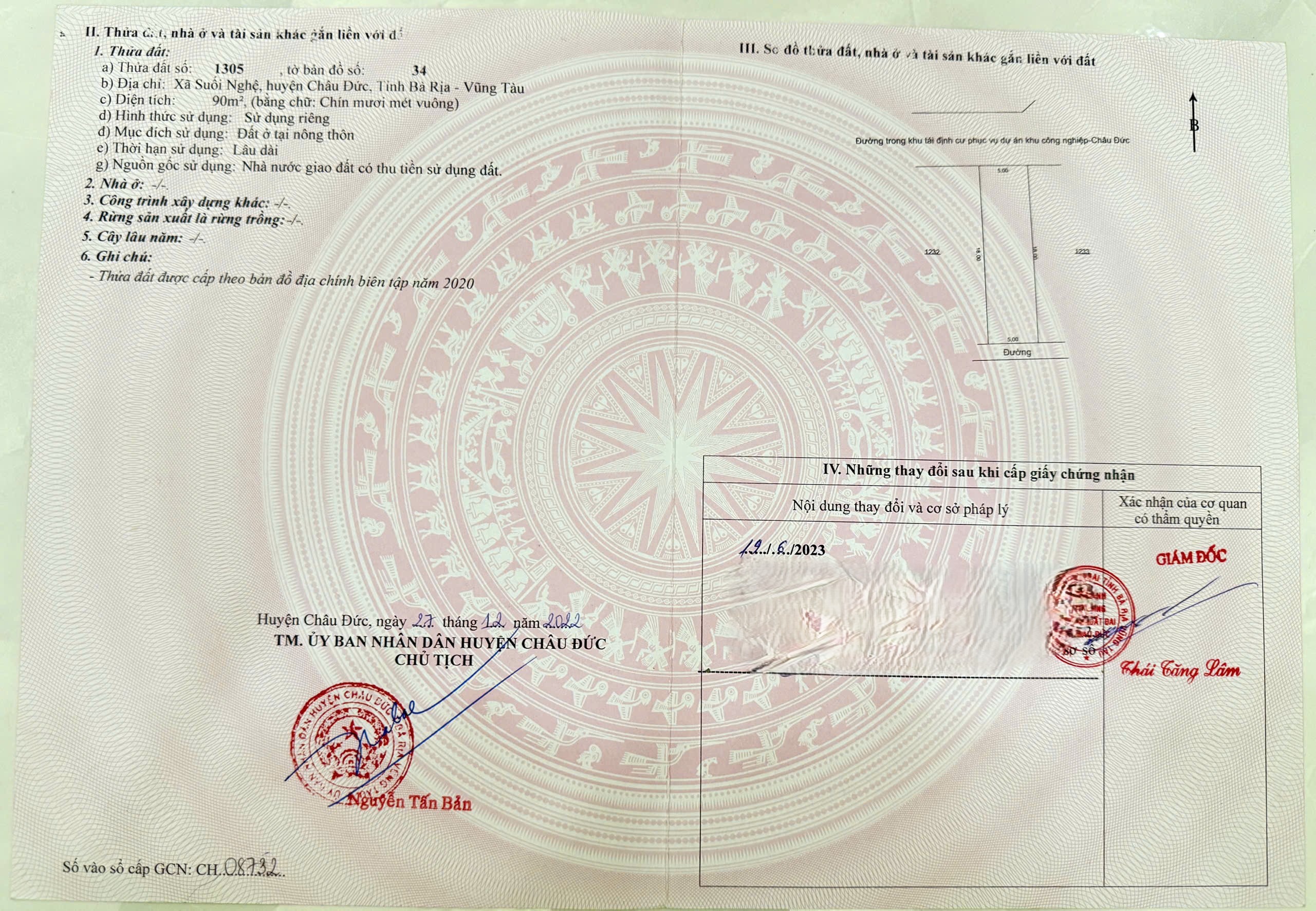 Bán đất tái định cư Sonadezi Châu Đức