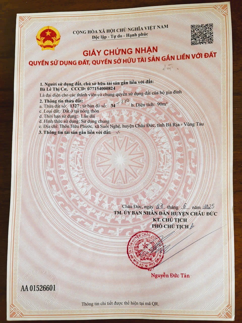 Bán đất tái định cư Sonadezi Suối Nghệ, Châu Đức