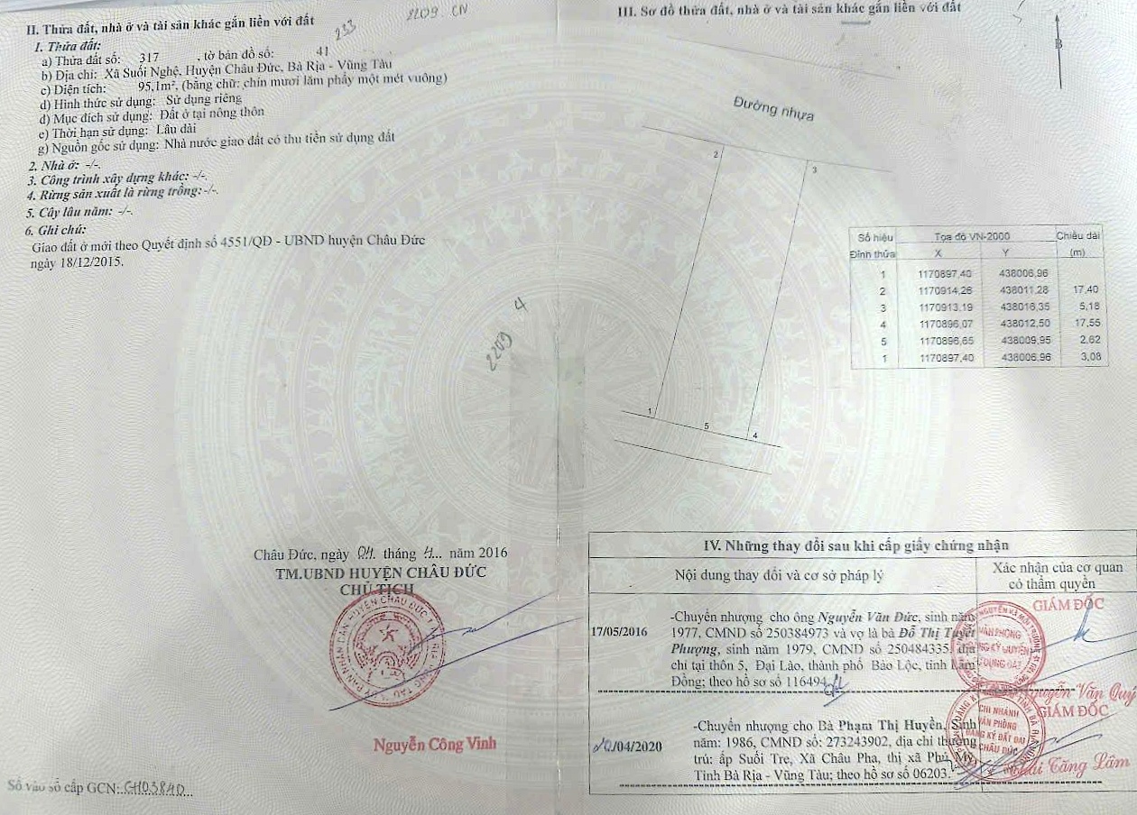 Bán đất tái định cư sonadezi châu đức
